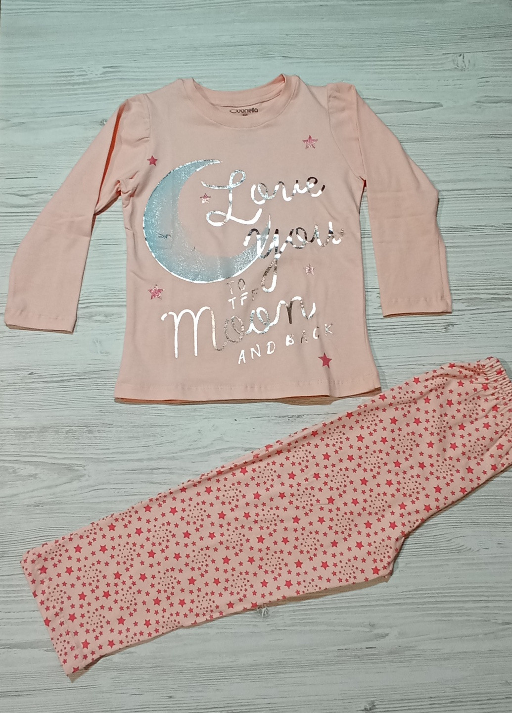 Персиковая всесезон пижама для девочки зведзы, Donella
