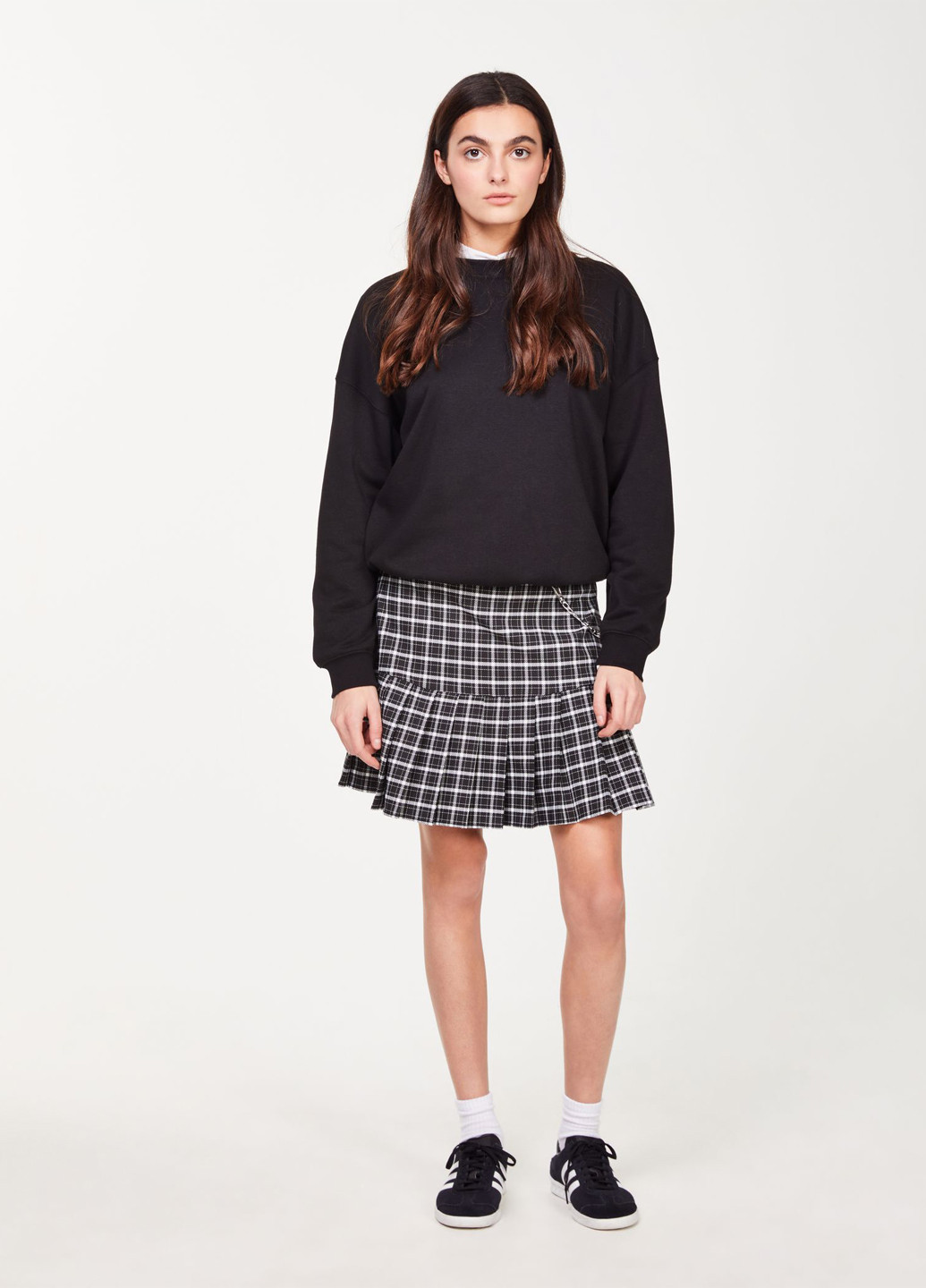 Черно-белая кэжуал в клетку юбка Jennyfer плиссе