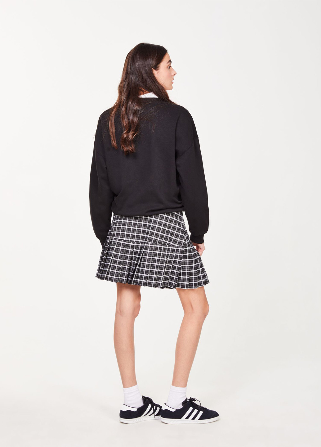 Черно-белая кэжуал в клетку юбка Jennyfer плиссе