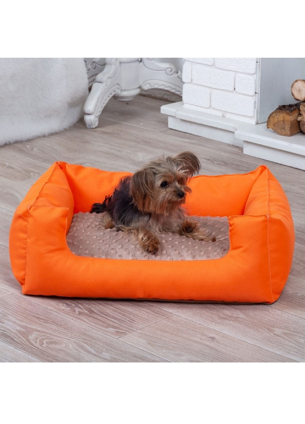 Лежак лежанка для котов и собак спальное место 60х45 см (43562-Нов) Оранжевый с бежевым Francesco Marconi (252461070)
