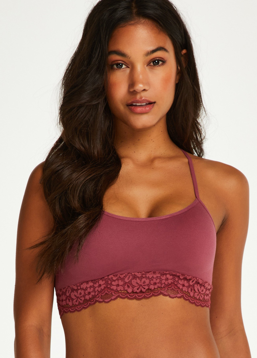 Розовый топ бюстгальтер Hunkemoller без косточек полиамид