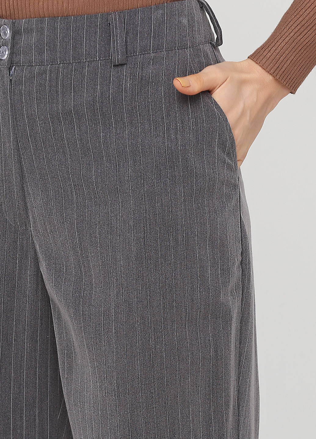Темно-серые кэжуал демисезонные прямые брюки Алеся