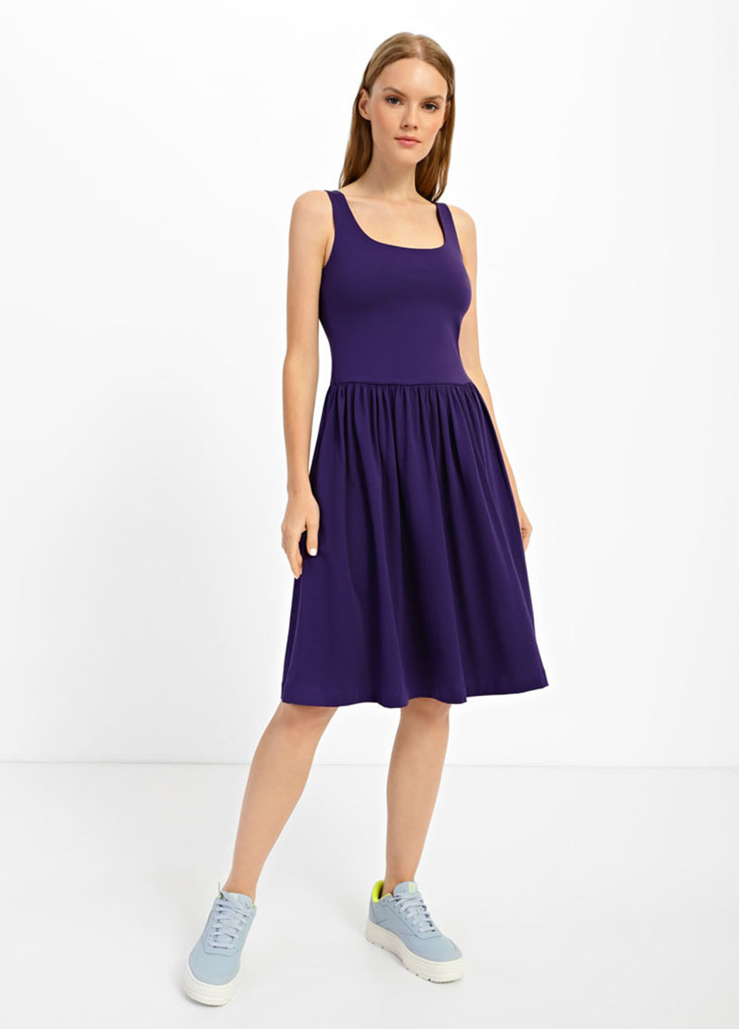 Фиолетовое кэжуал платье платье-майка, клеш Promin однотонное