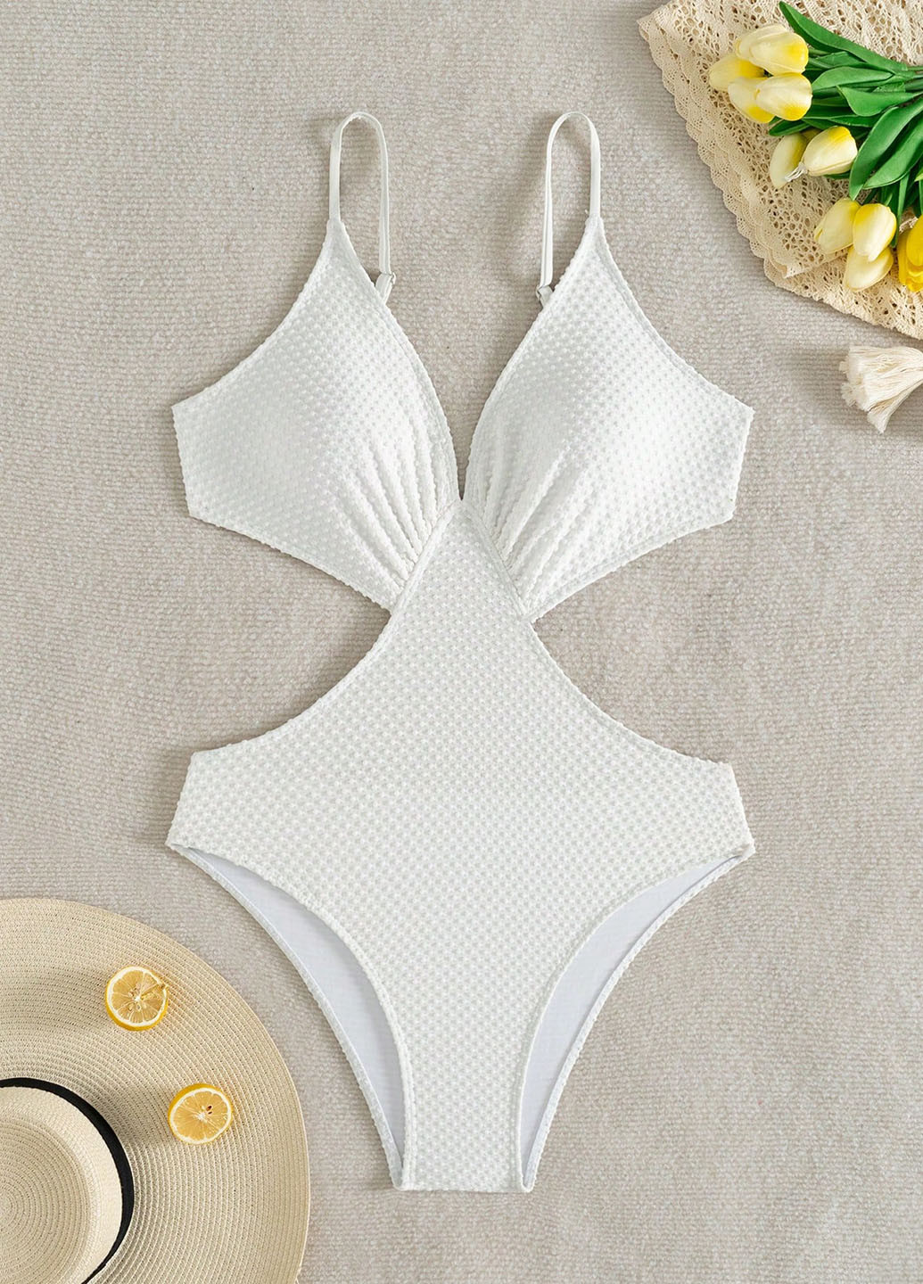 Білий літній купальник монокіні SHEIN