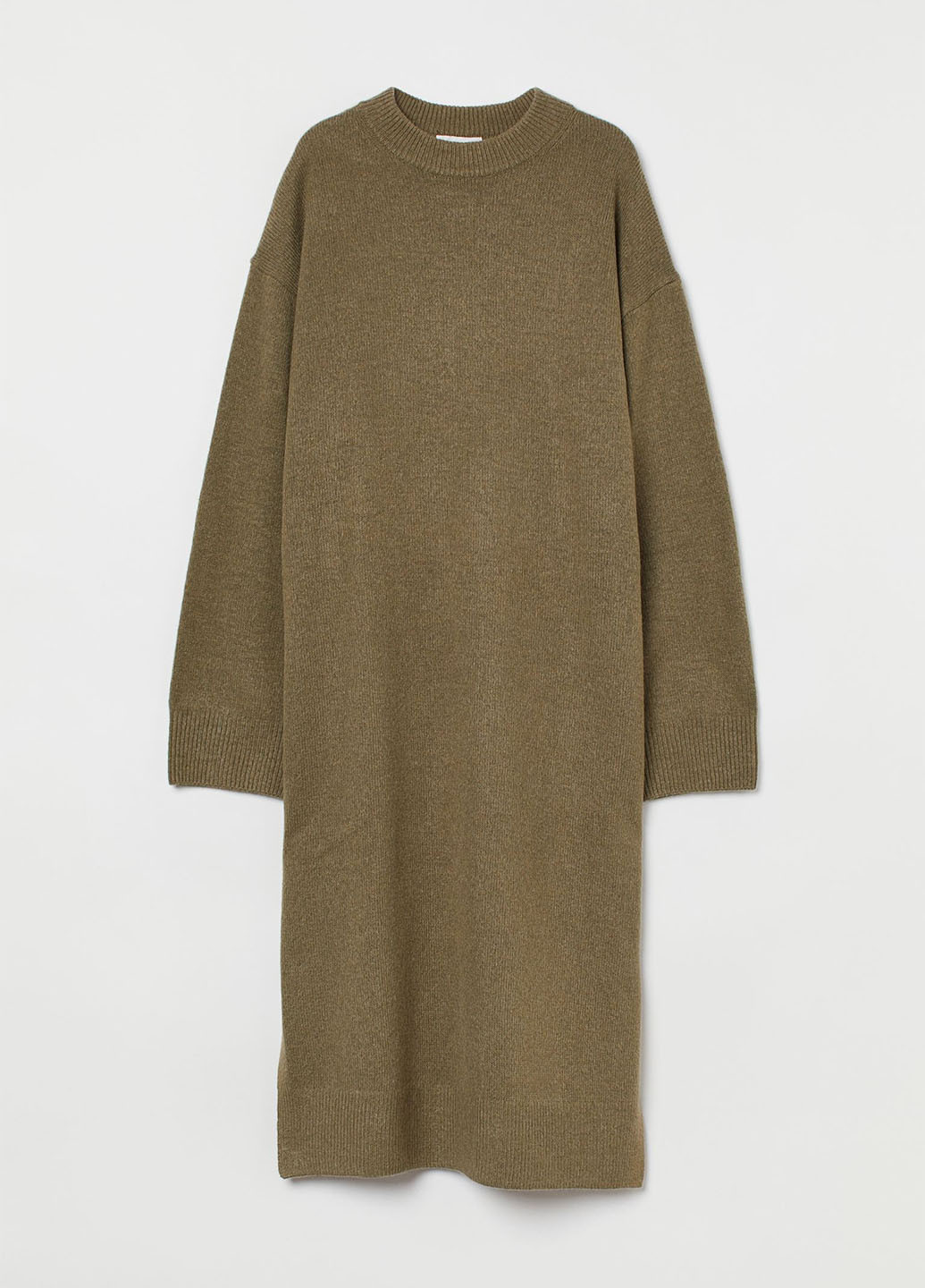 Оливковое (хаки) кэжуал платье H&M однотонное