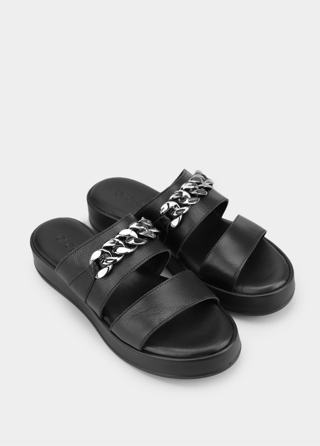 Черные шлепанцы Braska с цепочками