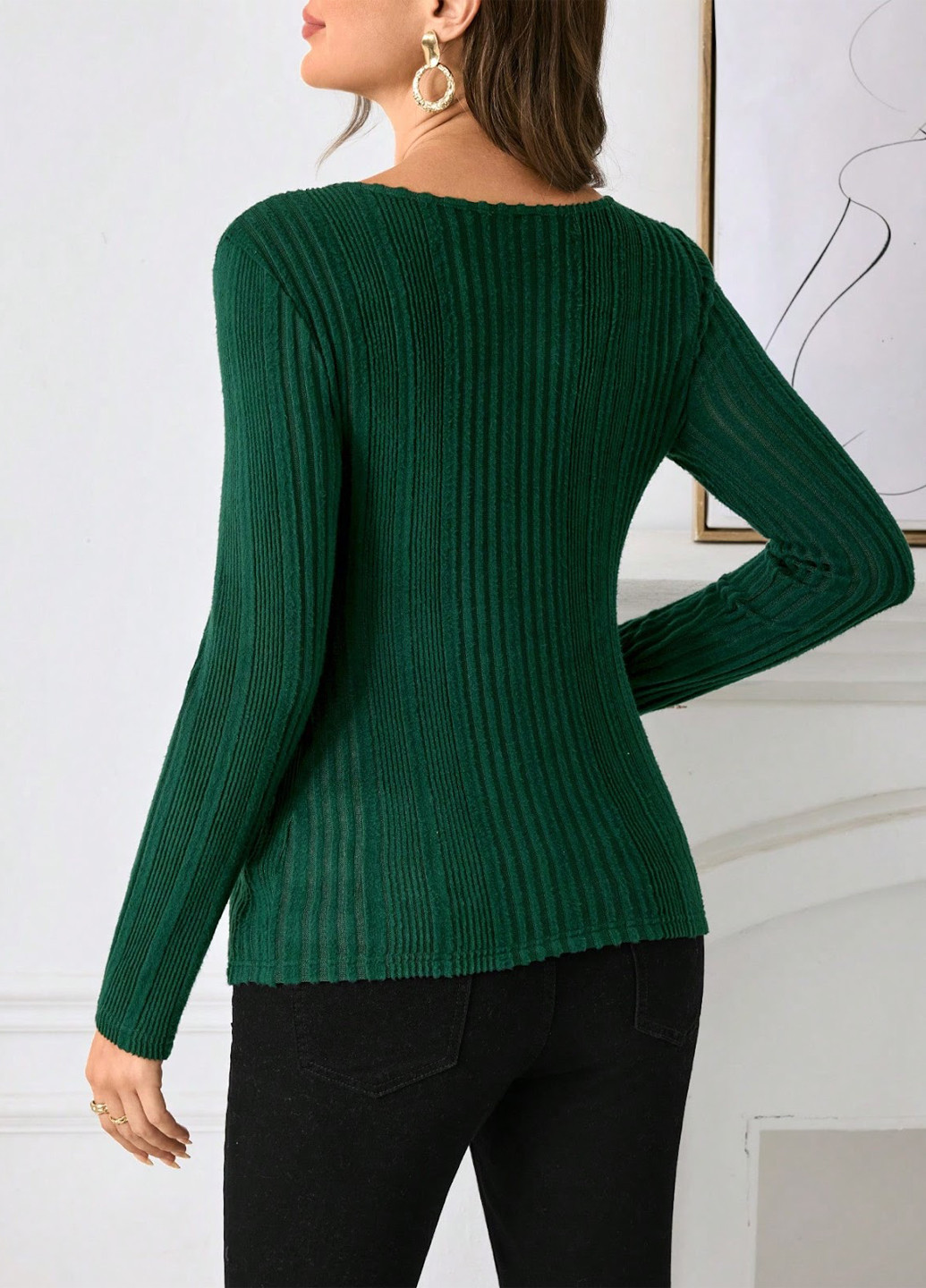 Темно-зеленый демисезонный свитер для беременных и кормящих джемпер SHEIN