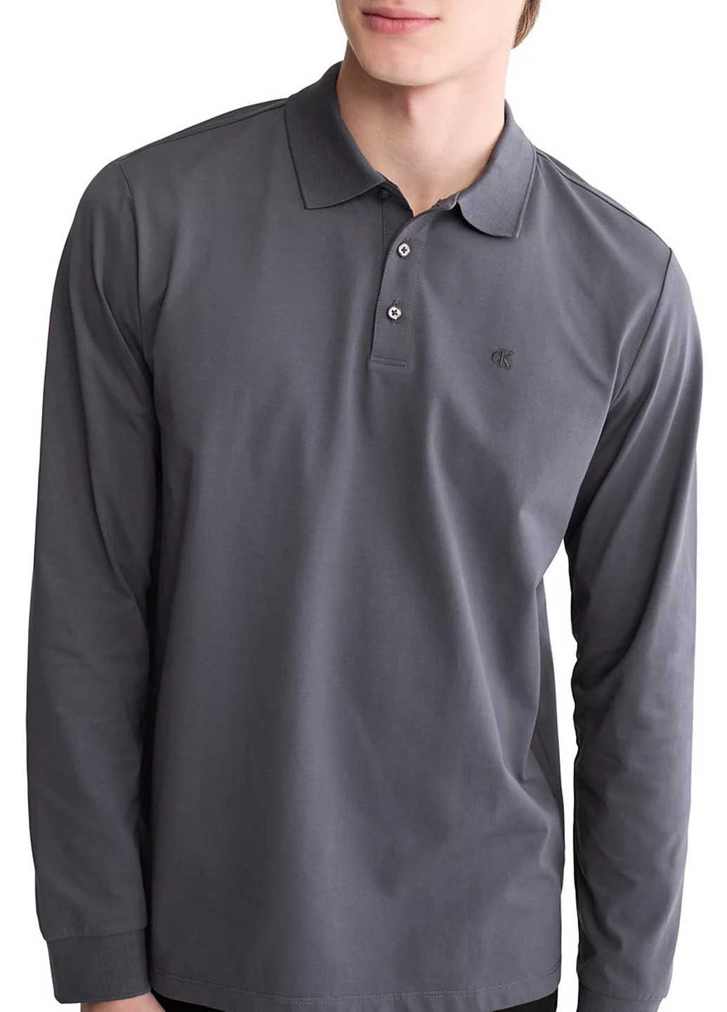 Серая футболка-поло для мужчин Calvin Klein однотонная