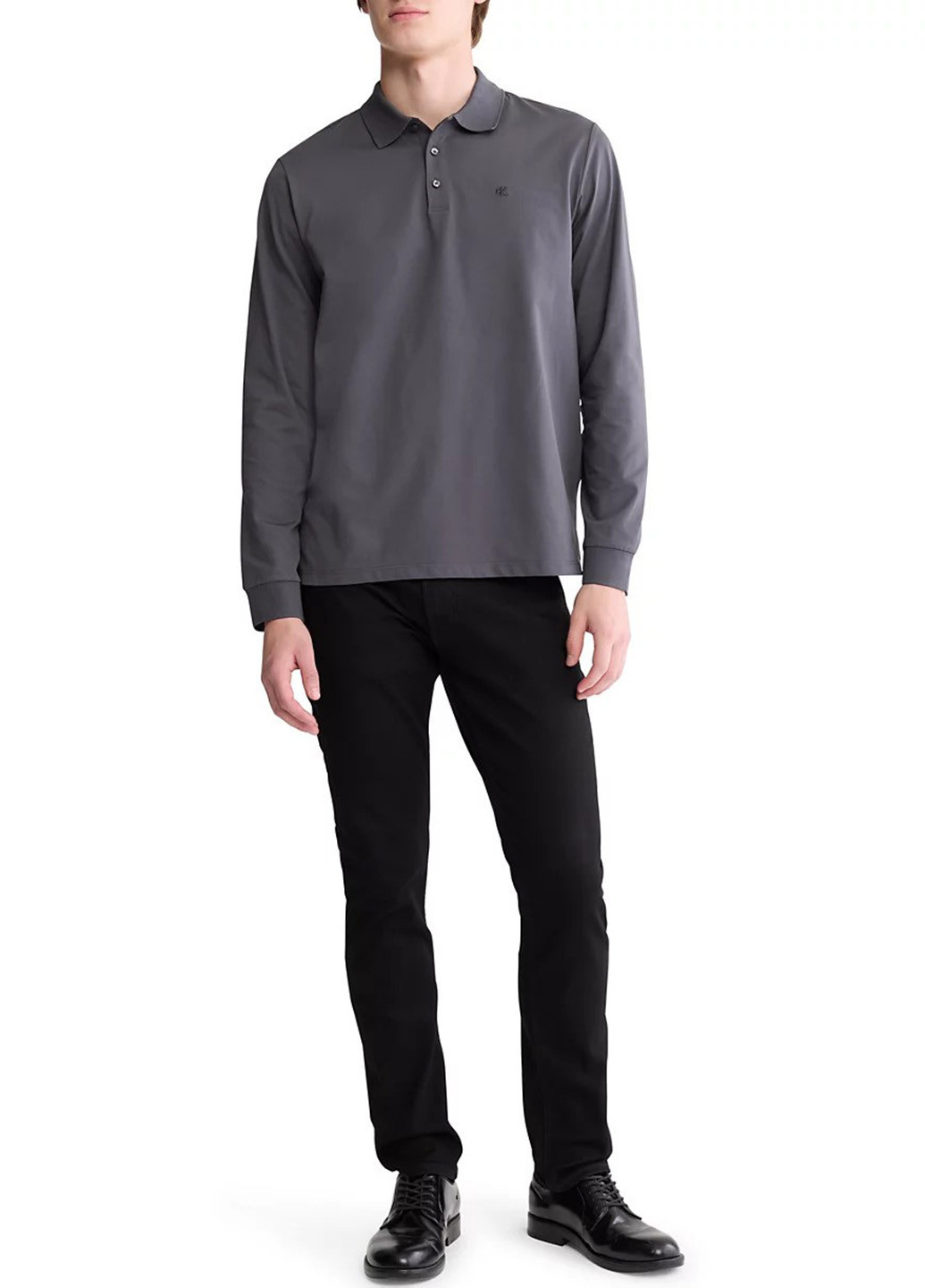 Серая футболка-поло для мужчин Calvin Klein однотонная