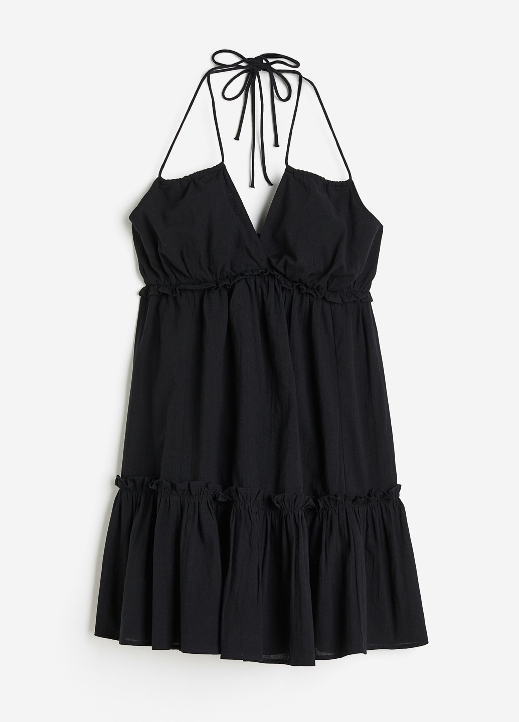 Чорна кежуал сукня на запах, з відкритими плечима, з відкритою спиною H&M однотонна