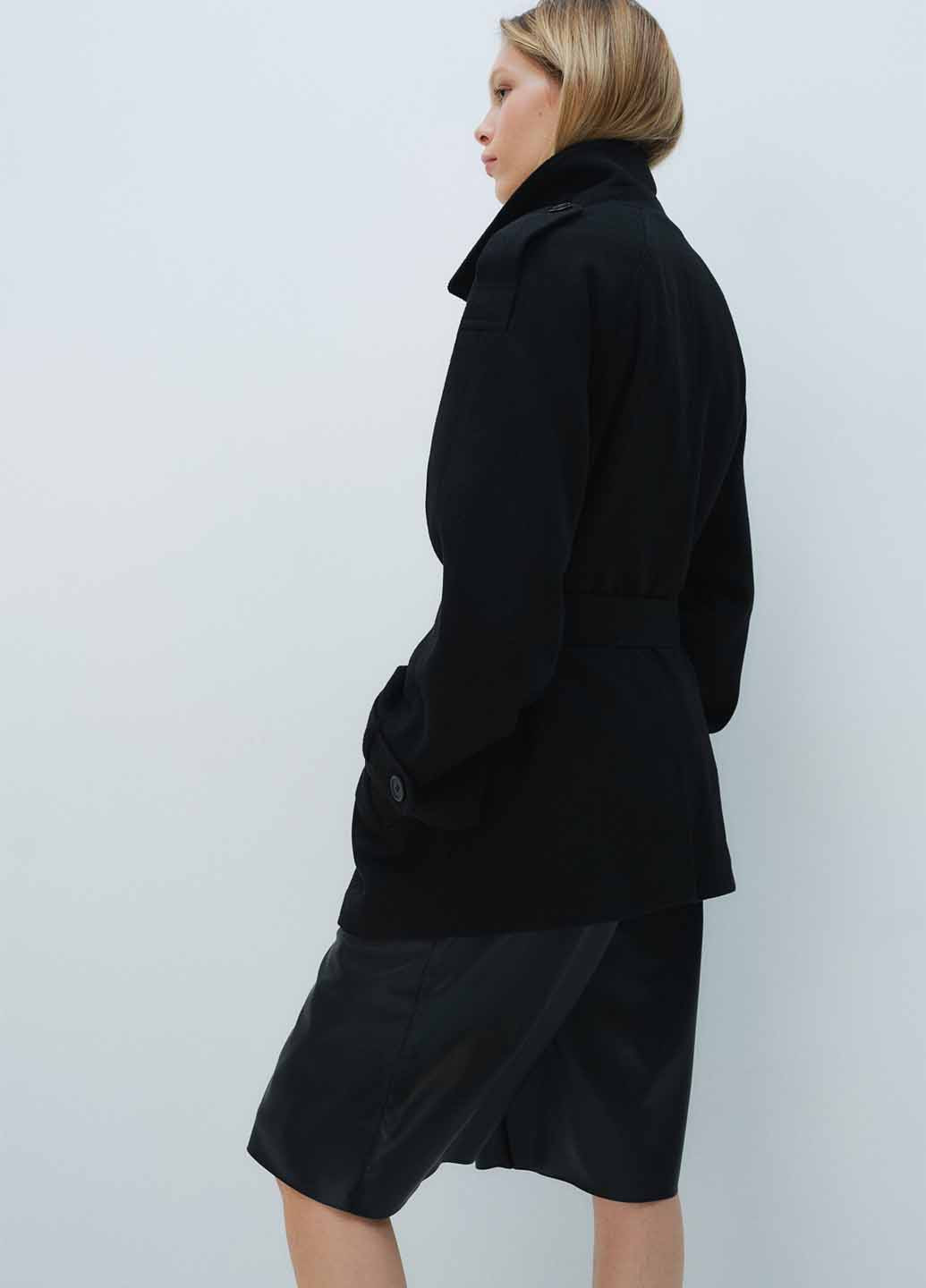 Черное демисезонное Пальто двубортное H&M