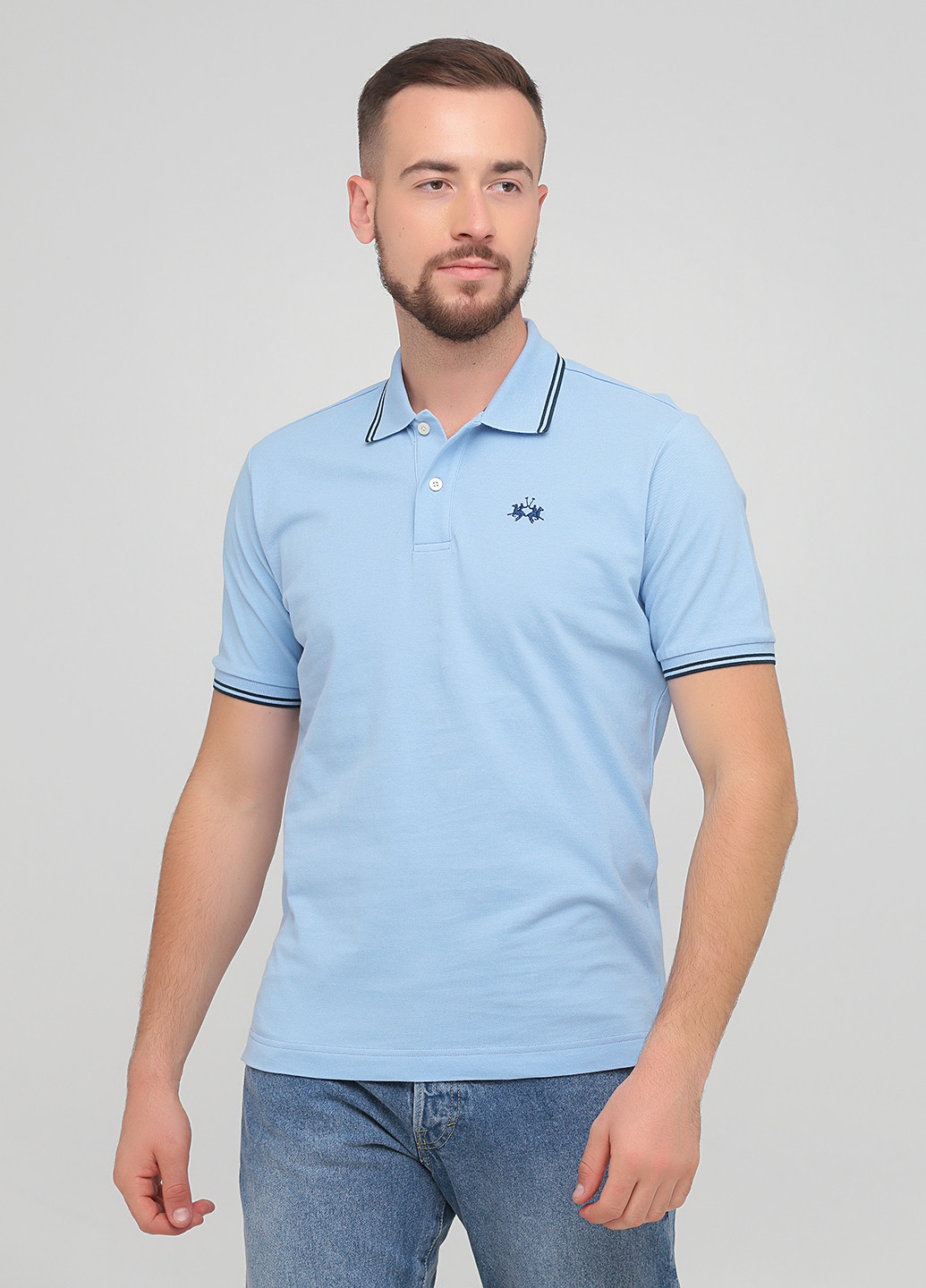 Голубой футболка-поло для мужчин La Martina меланжевая