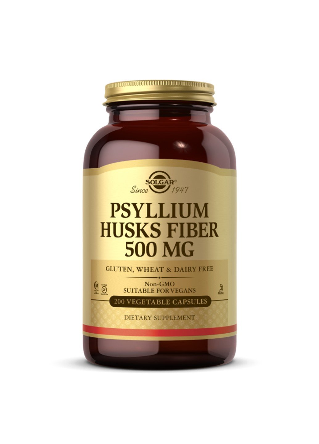 Подорожник (Псилиум), Psyllium Husks Fiber,, 500 мг, 200 вегетарианских капсул Solgar (255409210)