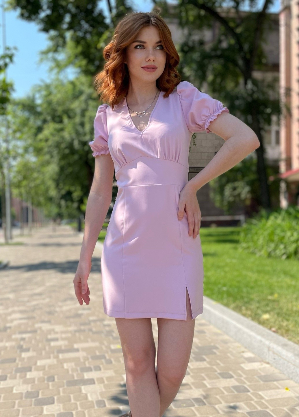 Розовое повседневный платье нежно-розового цвета CHICLY однотонное