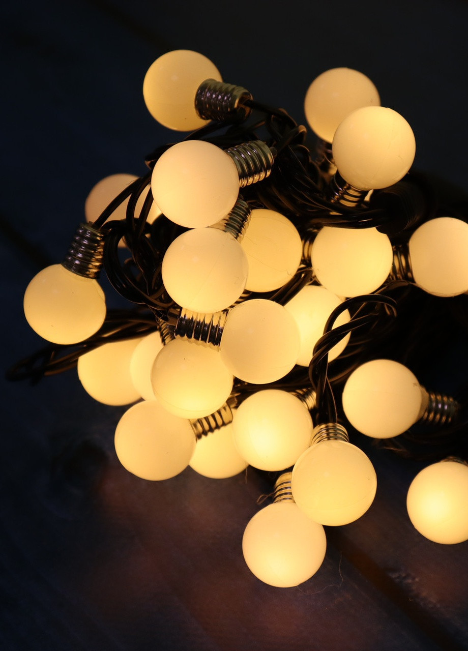 Гірлянда ретро лампочки 20 ламп 5см 7м білий теплий матовий, світлодіодна лофт лампи едісона чорний провід Led (251371713)