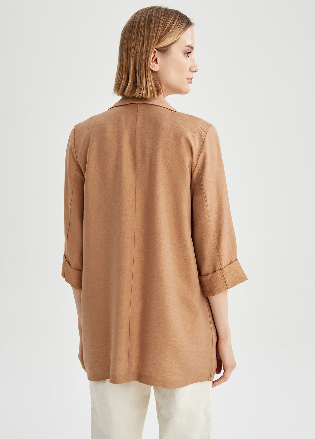 Піджак DeFacto прямий світло-коричневий кежуал віскоза