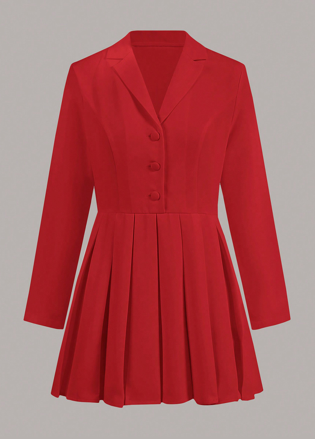 Темно-красное кэжуал платье клеш, платье-жакет SHEIN однотонное