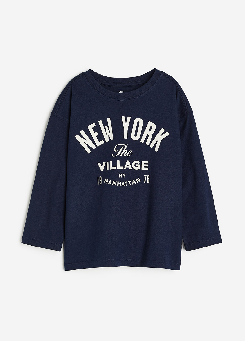 Темно-синий демисезонный кэжуал лонгслив H&M с надписями