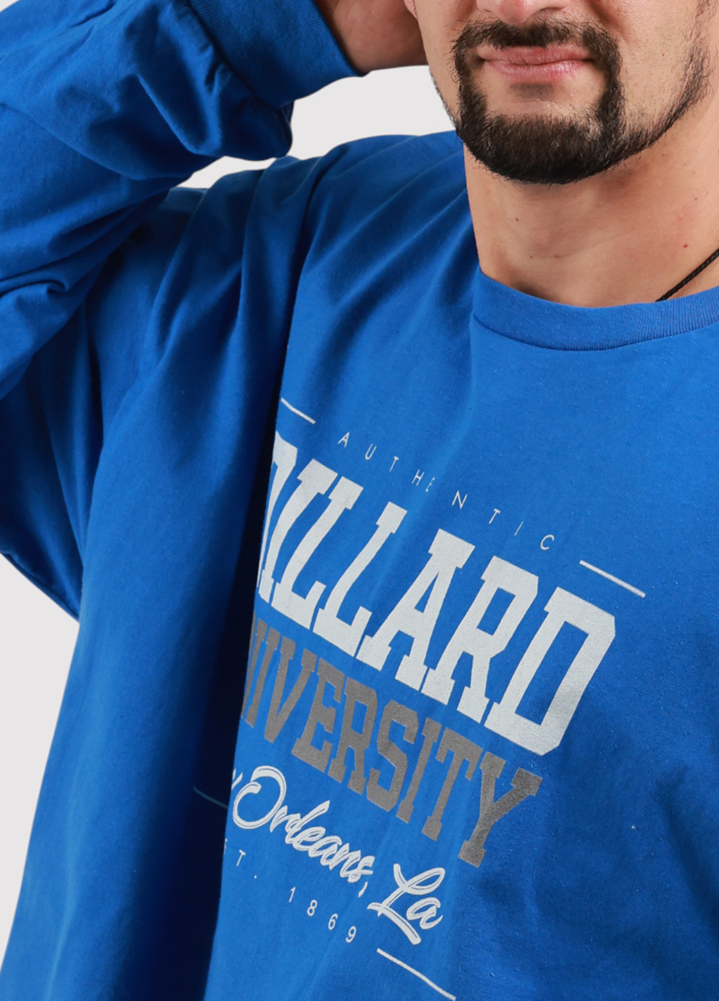 Синий демисезонный кэжуал лонгслив Gildan с надписями