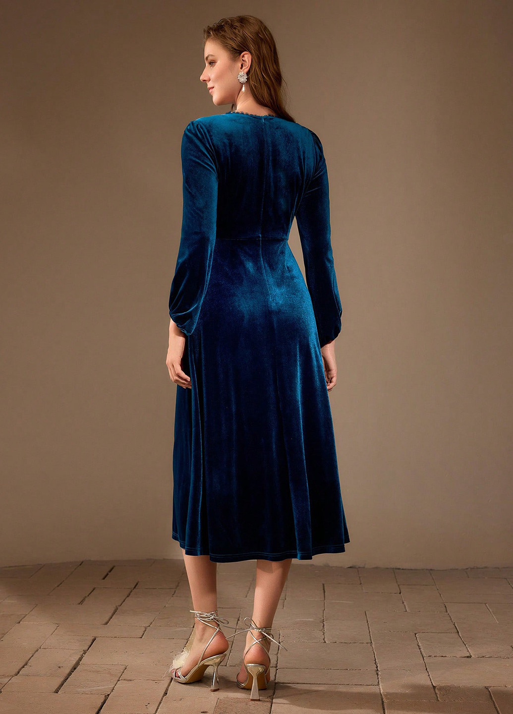 Морской волны праздничный, кэжуал платье а-силуэт SHEIN однотонное