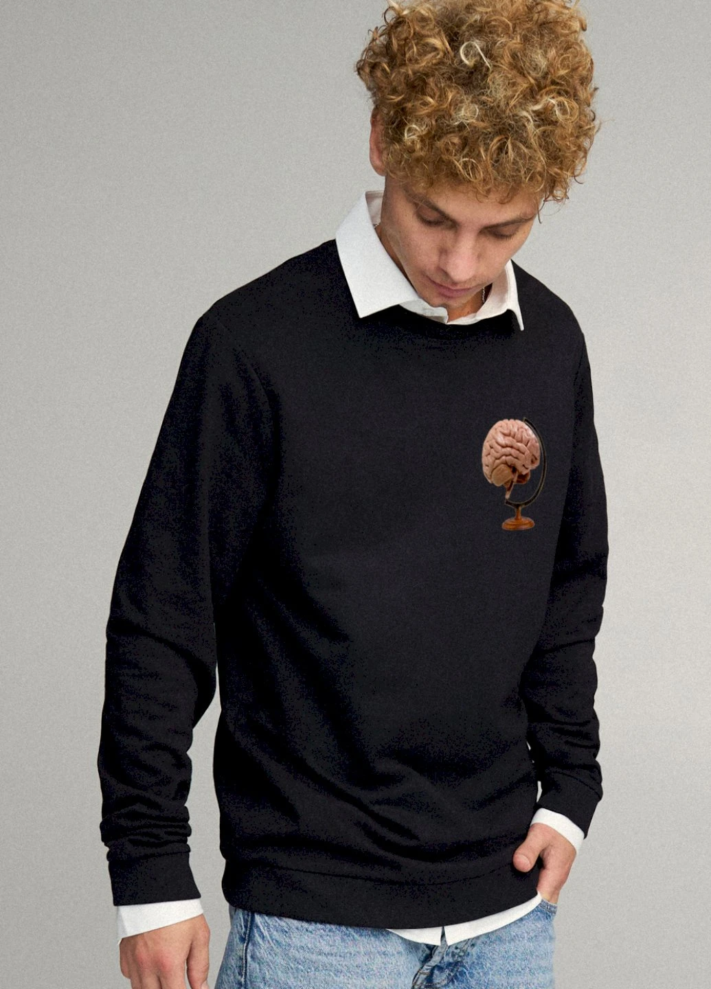 Чорний свитшот мужской oversize /no flis/ YAPPI малюнок (254557669)