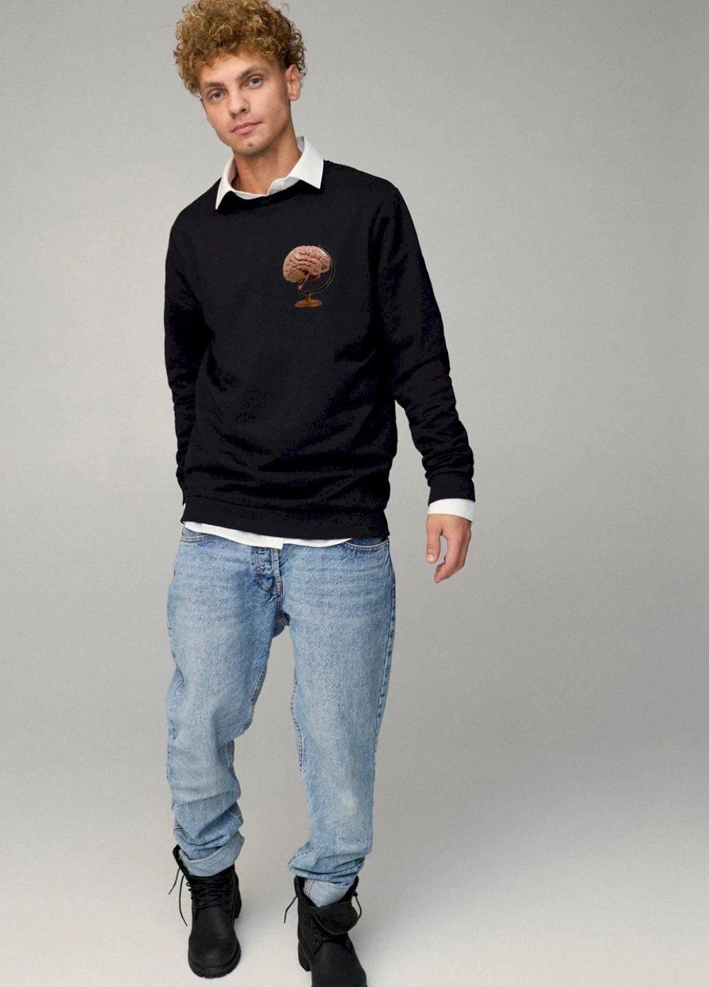 Чорний свитшот мужской oversize /no flis/ YAPPI малюнок (254557669)
