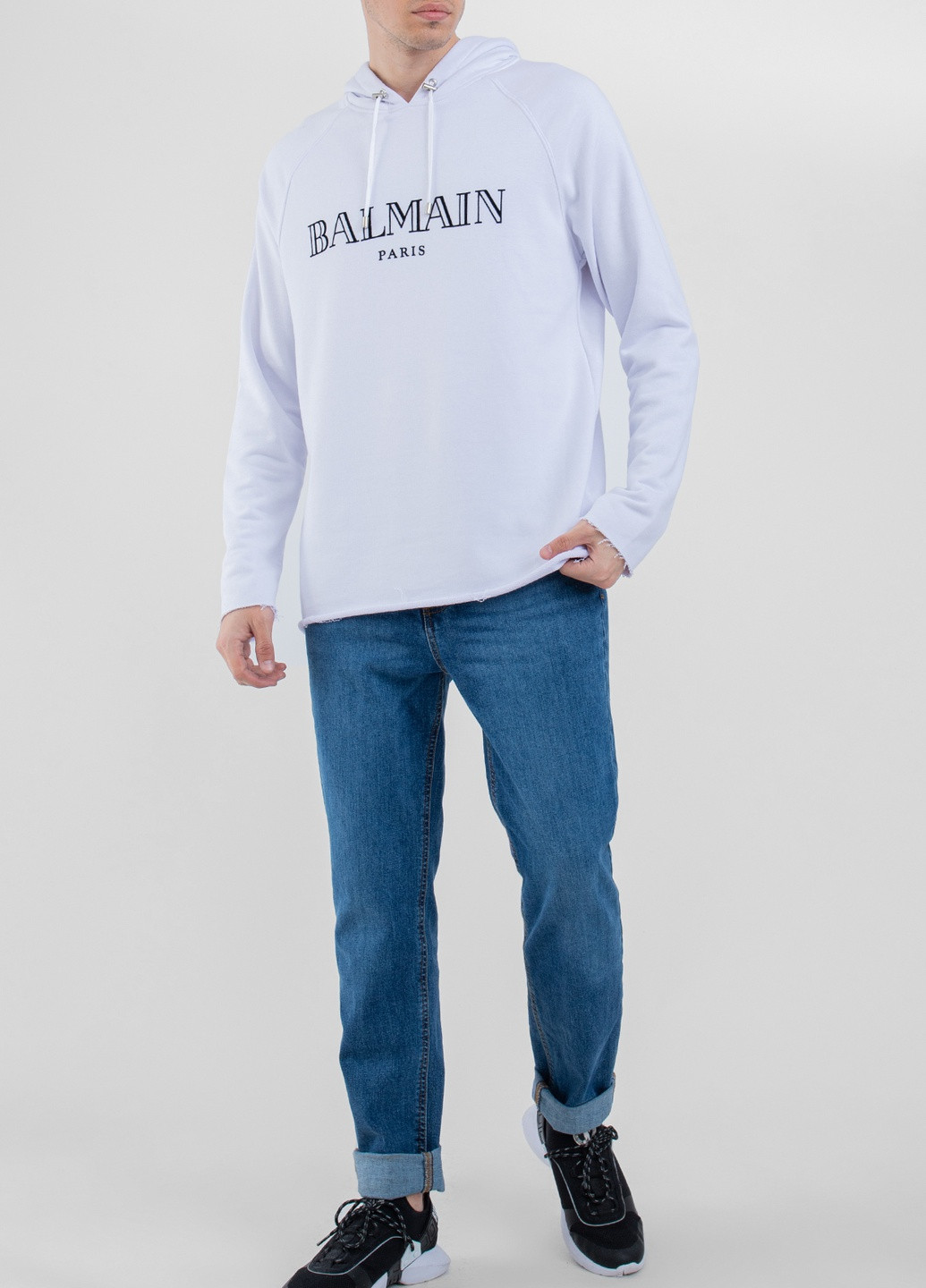 Белый худи с логотипом Balmain (228877458)