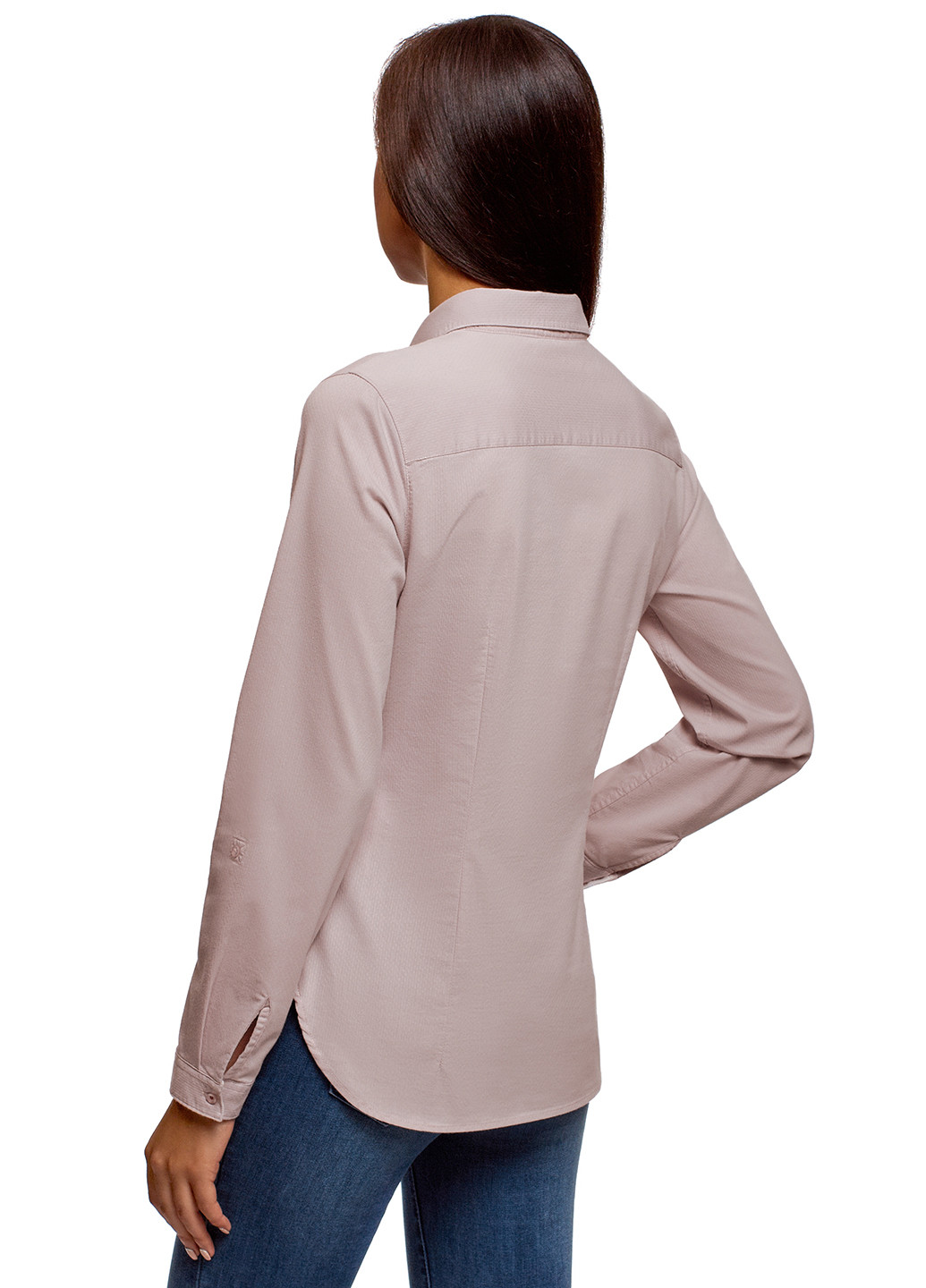 Бледно-розовая классическая рубашка однотонная Oodji