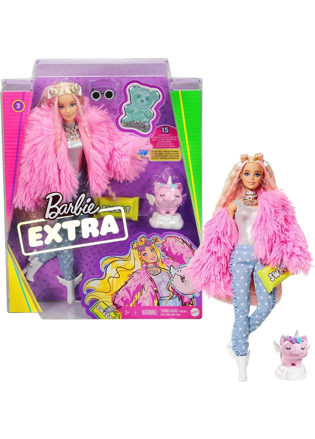 Лялька Barbie Extra Doll # 3 Барбі Екстра в рожевій накидці (GRN28) Mattel (255254455)