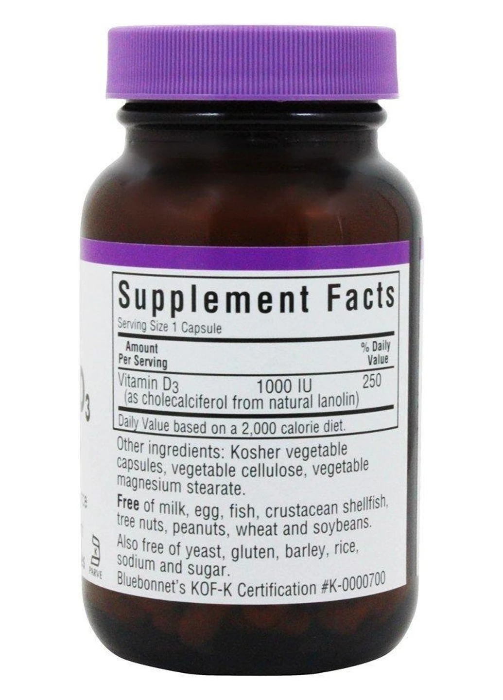 Витамин D3 2000IU,, 250 желатиновых капсул Bluebonnet Nutrition (255409983)