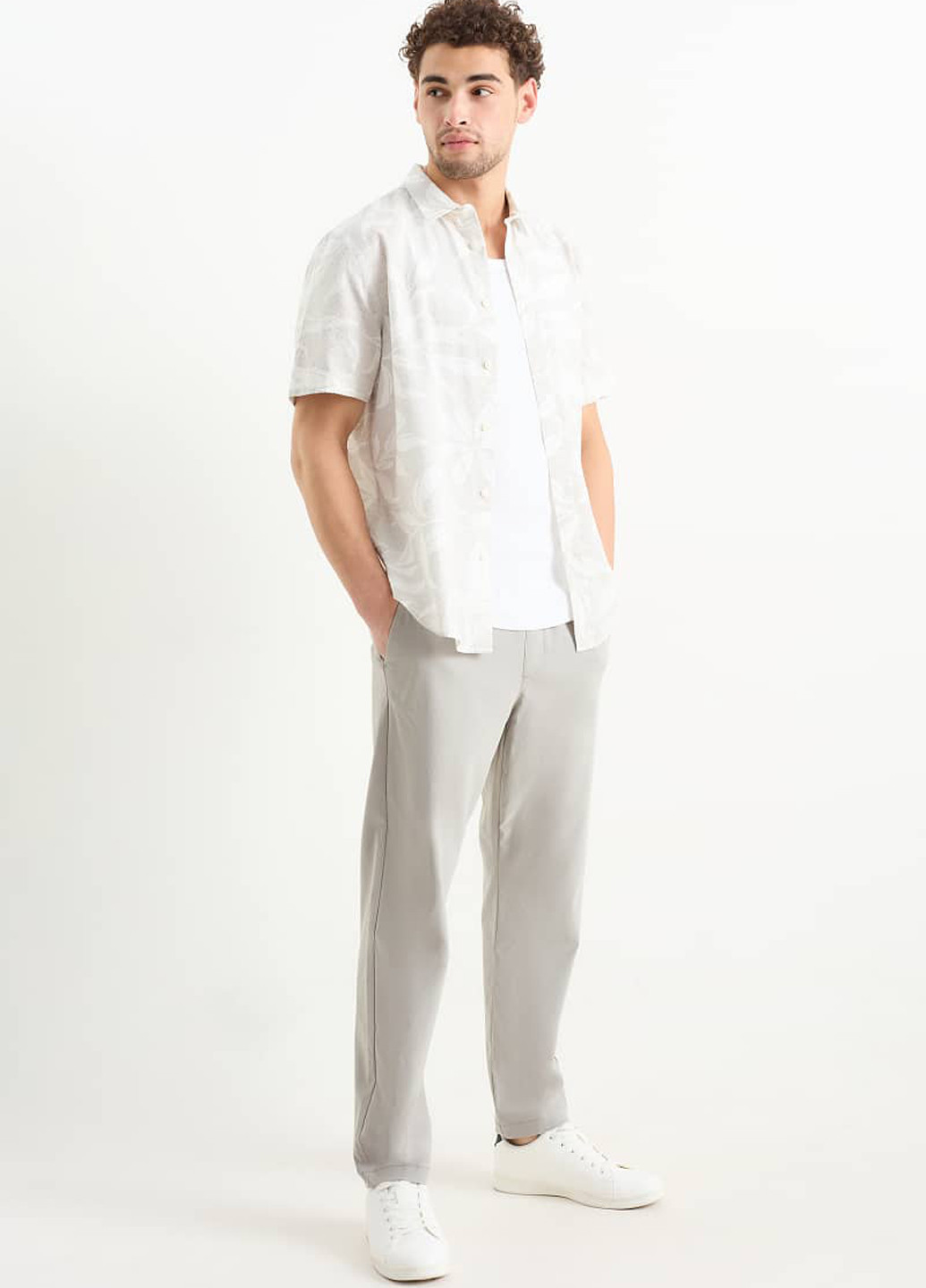 Светло-серые кэжуал летние прямые брюки C&A