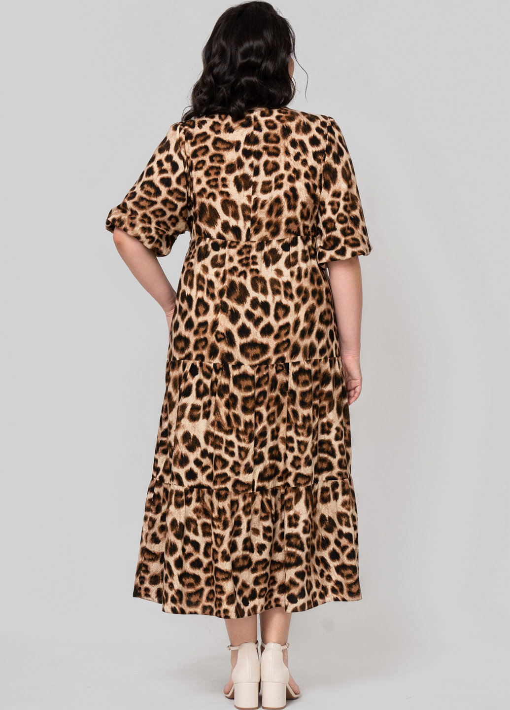 Комбинированное кэжуал платье а-силуэт A'll Posa леопардовый