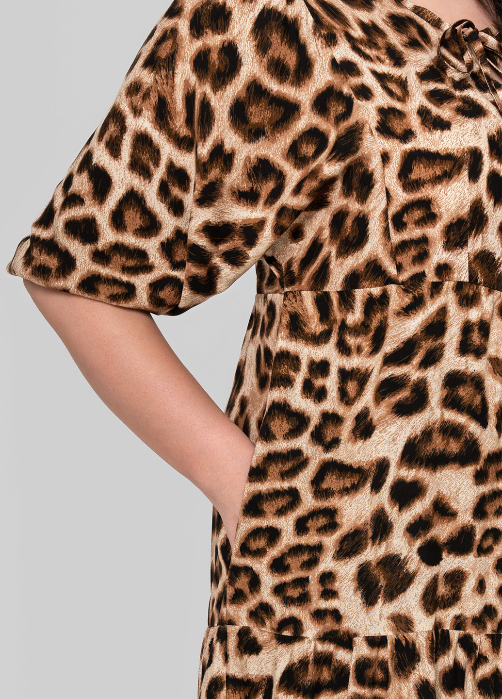Комбинированное кэжуал платье а-силуэт A'll Posa леопардовый