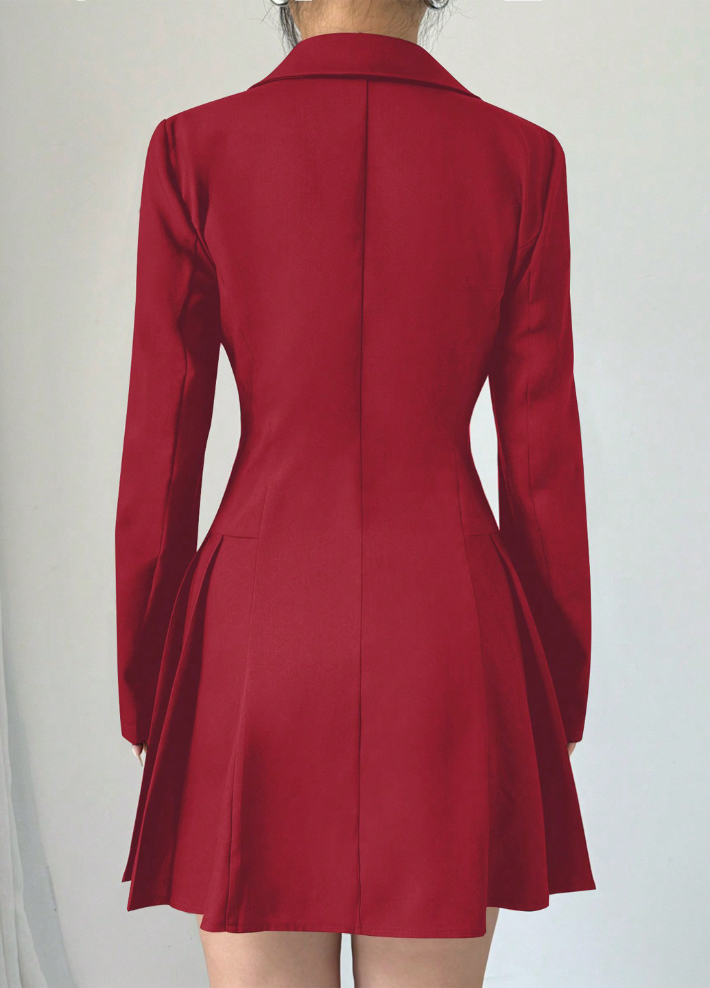 Красное кэжуал платье платье-жакет, клеш SHEIN однотонное