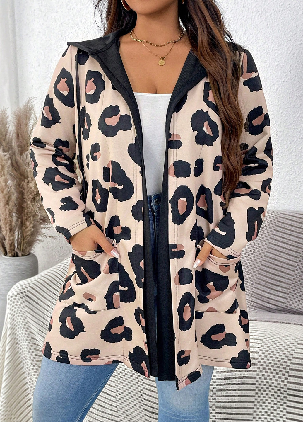 Бежевый демисезонный кардиган SHEIN