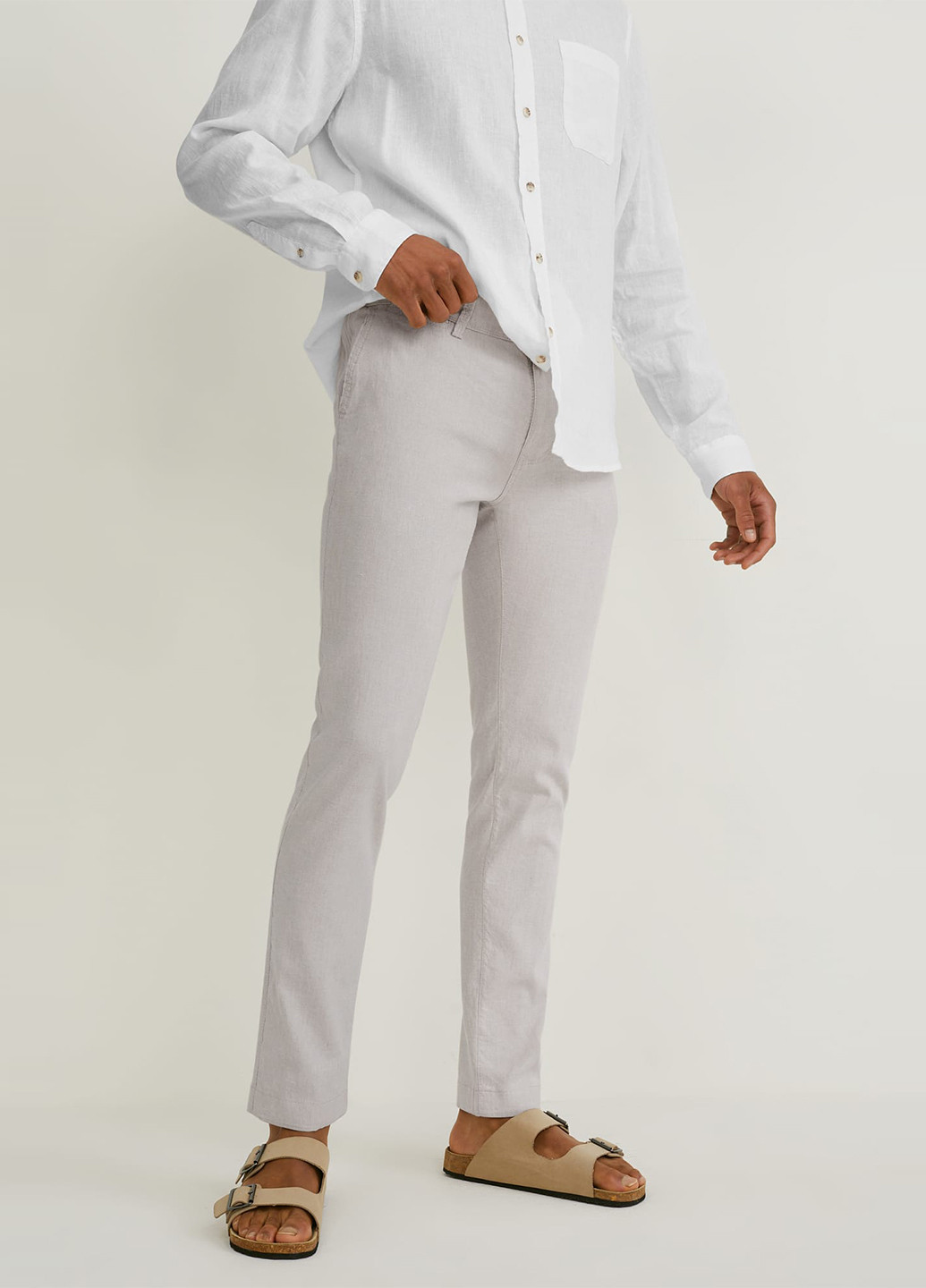 Светло-серые кэжуал летние чиносы брюки C&A