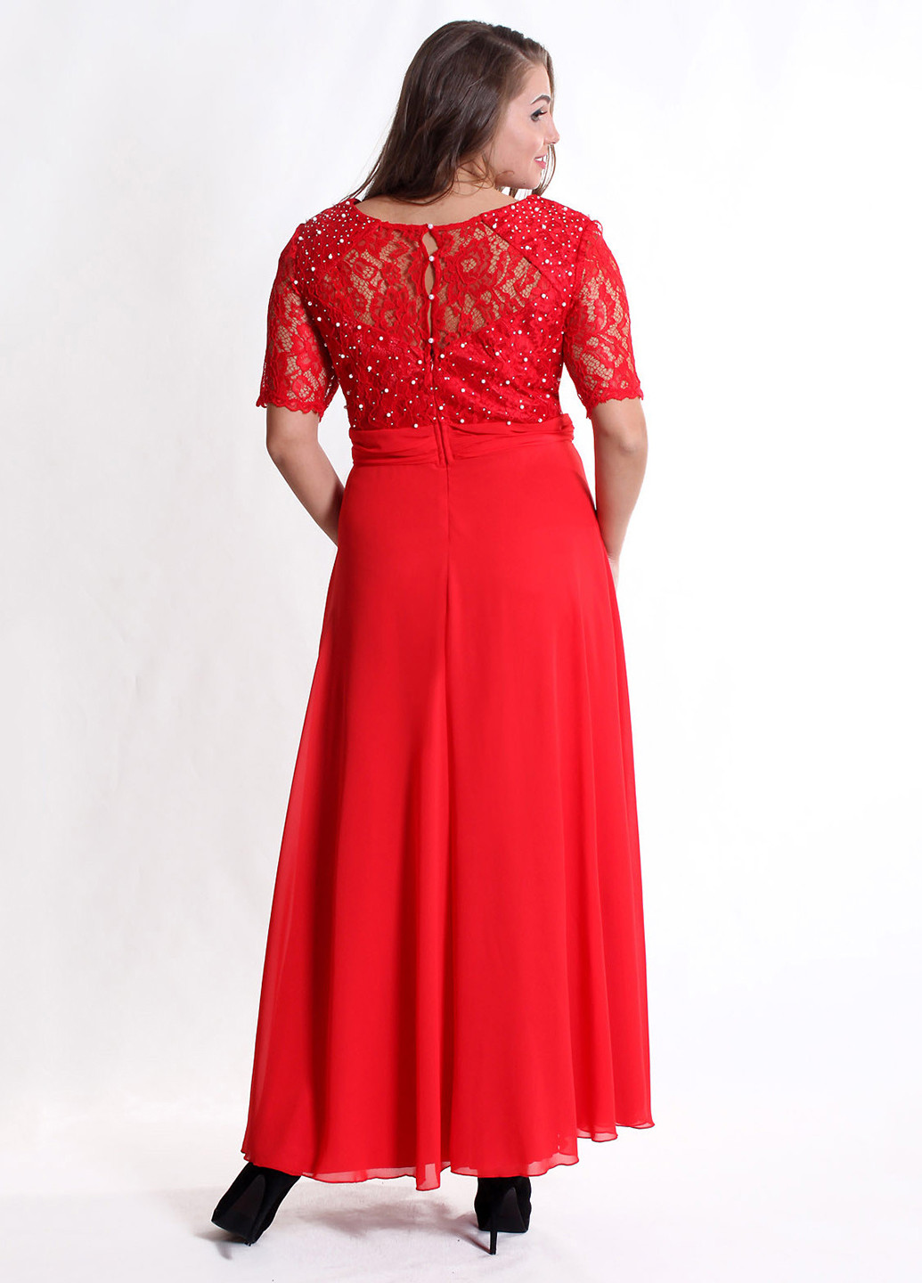 Красное вечернее платье Enigma фактурное
