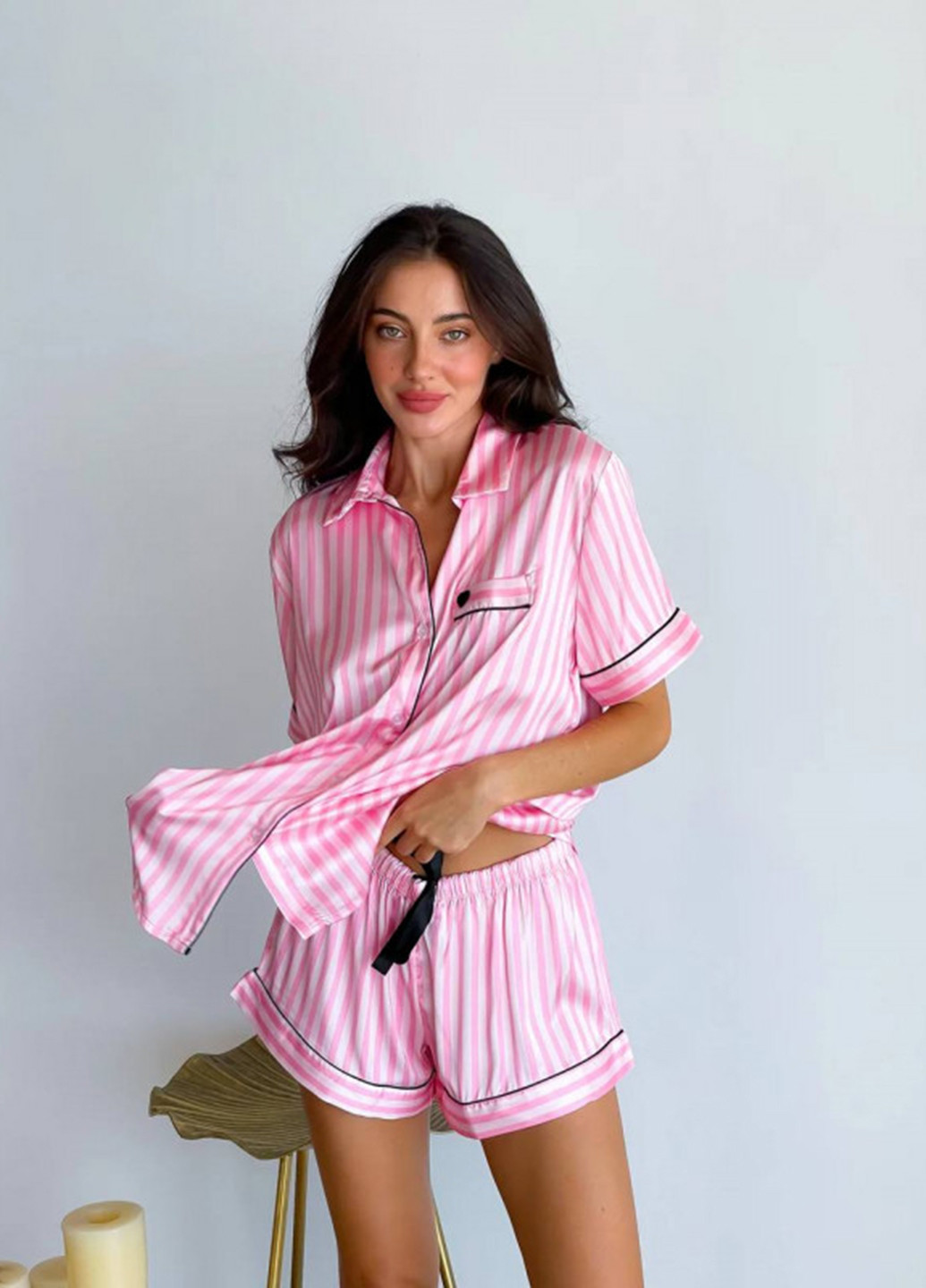Розовая всесезон пижама (рубашка, шорты) рубашка + шорты Panties