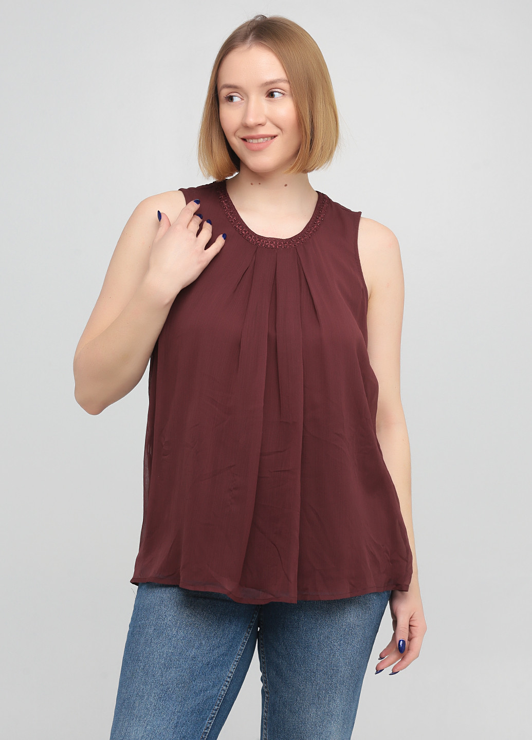 Бордовая летняя блуза Vero Moda