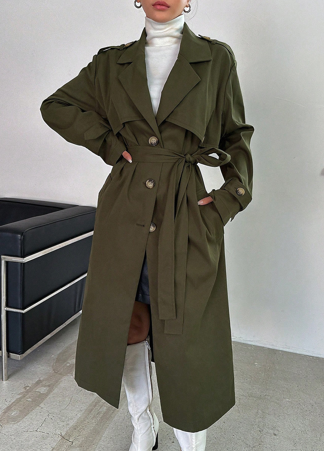 Плащ SHEIN тренчкот на пуговицах демисезон (337833217)