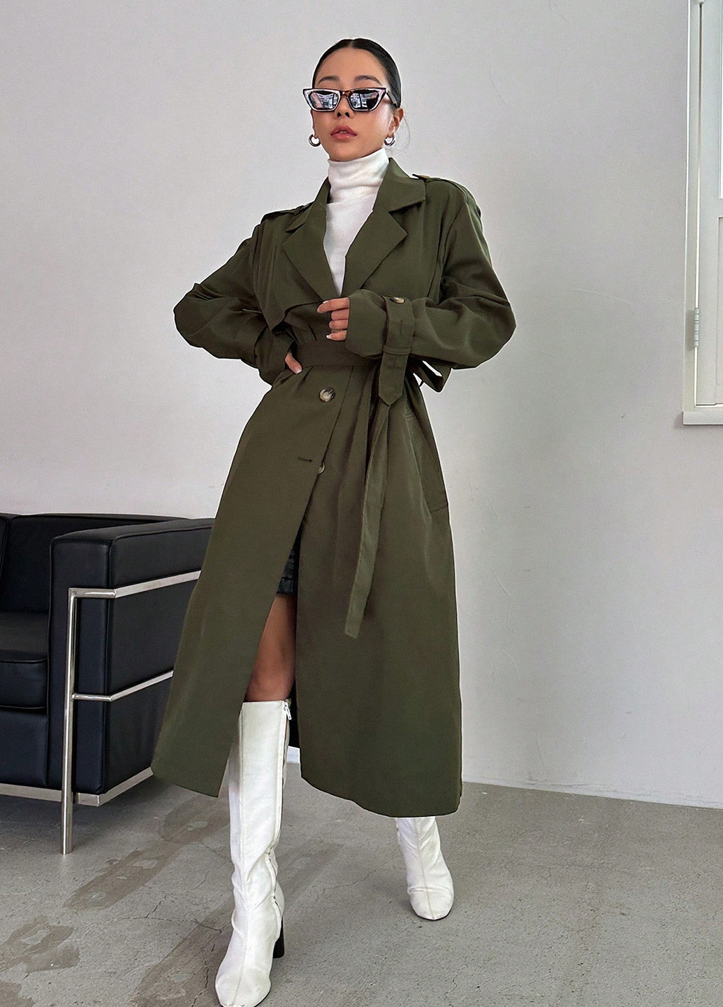 Плащ SHEIN тренчкот на пуговицах демисезон (337833217)