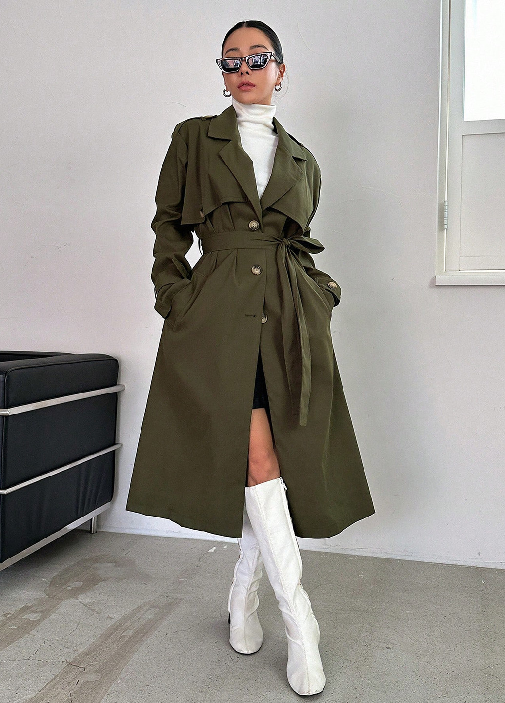 Плащ SHEIN тренчкот на пуговицах демисезон (337833217)