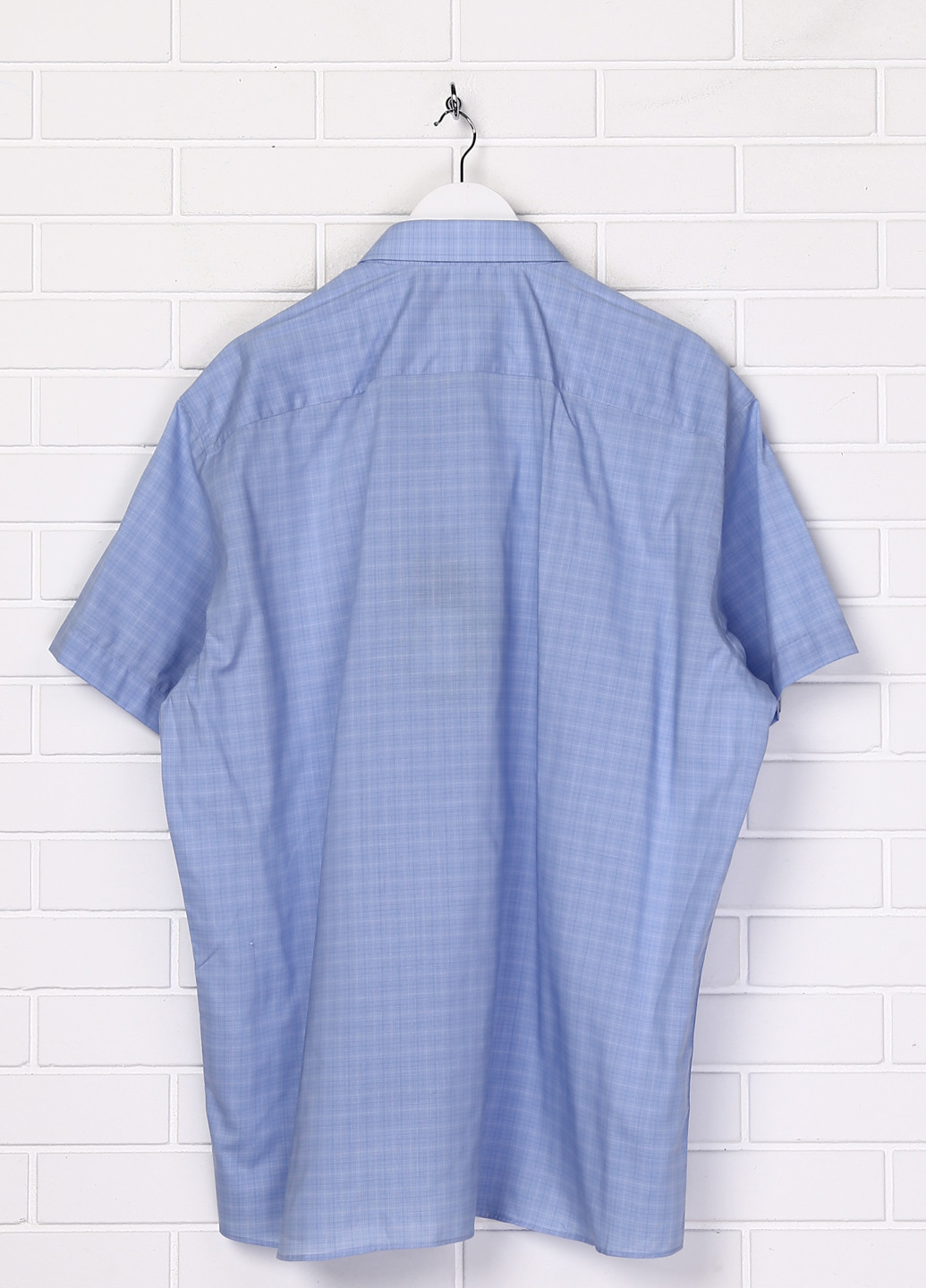 Голубой кэжуал рубашка в клетку Pierre Clarence с коротким рукавом