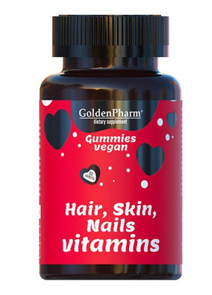 Вітаміни для волосся, шкіри та нігтів Голден-фарм Веганський мармелад 60 шт Голден-Фарм (254371790)