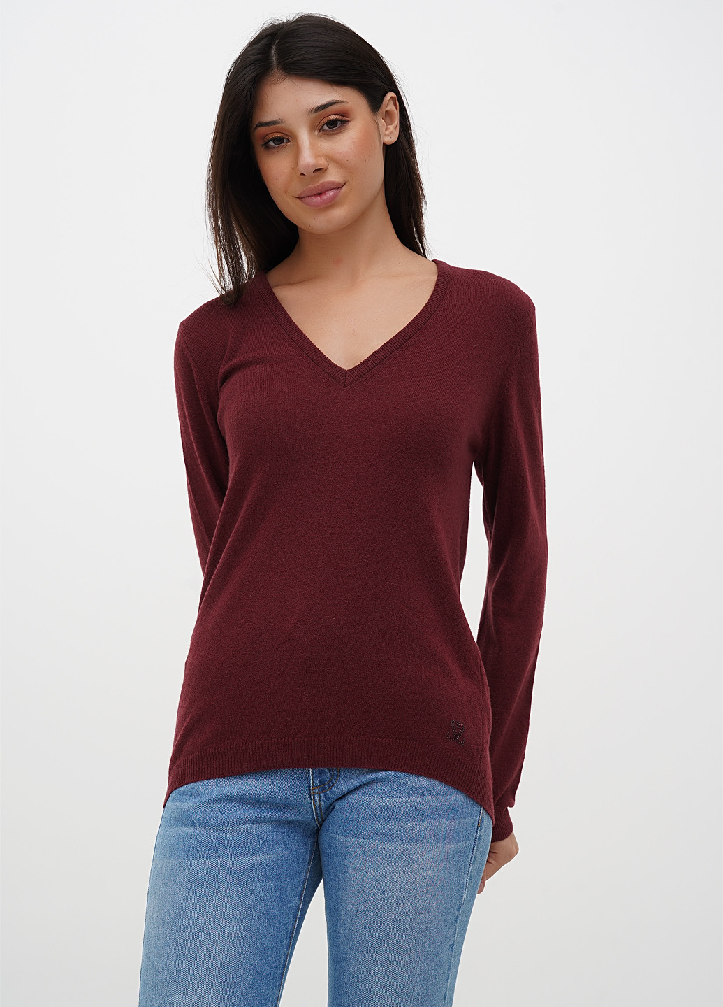 Бордовый демисезонный пуловер пуловер Sassofono