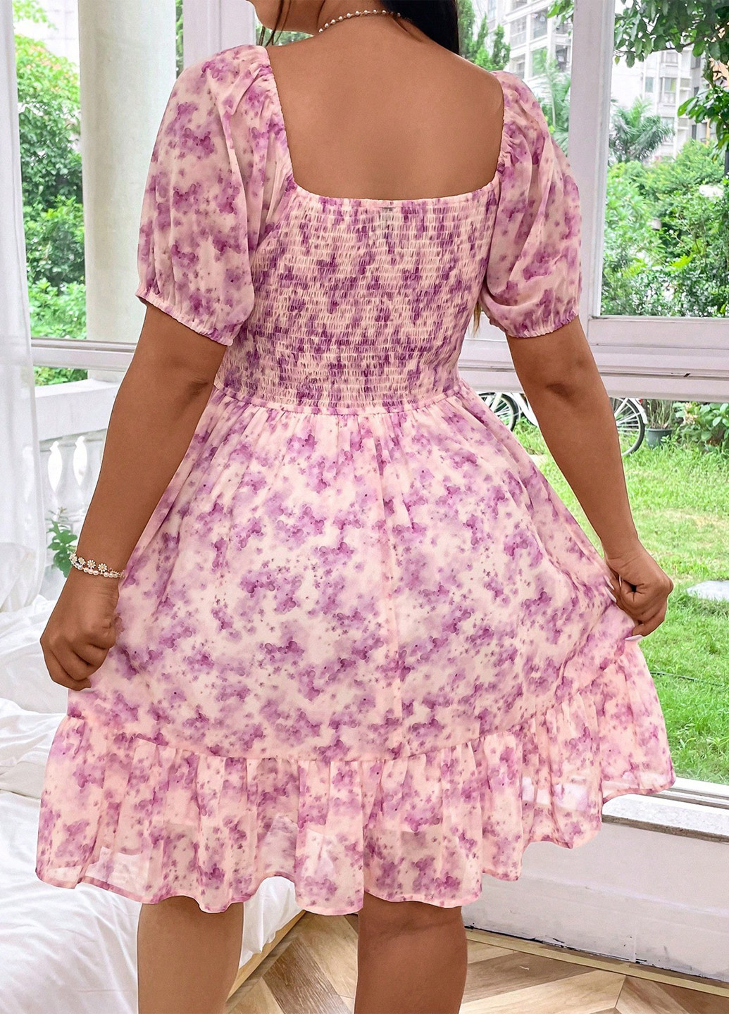 Світло-рожева кежуал сукня SHEIN з квітковим принтом