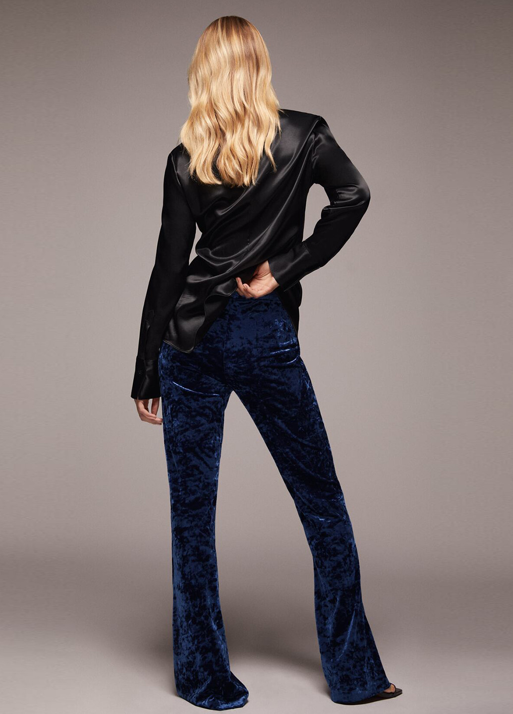 Темно-синие нарядные демисезонные клеш брюки Zara
