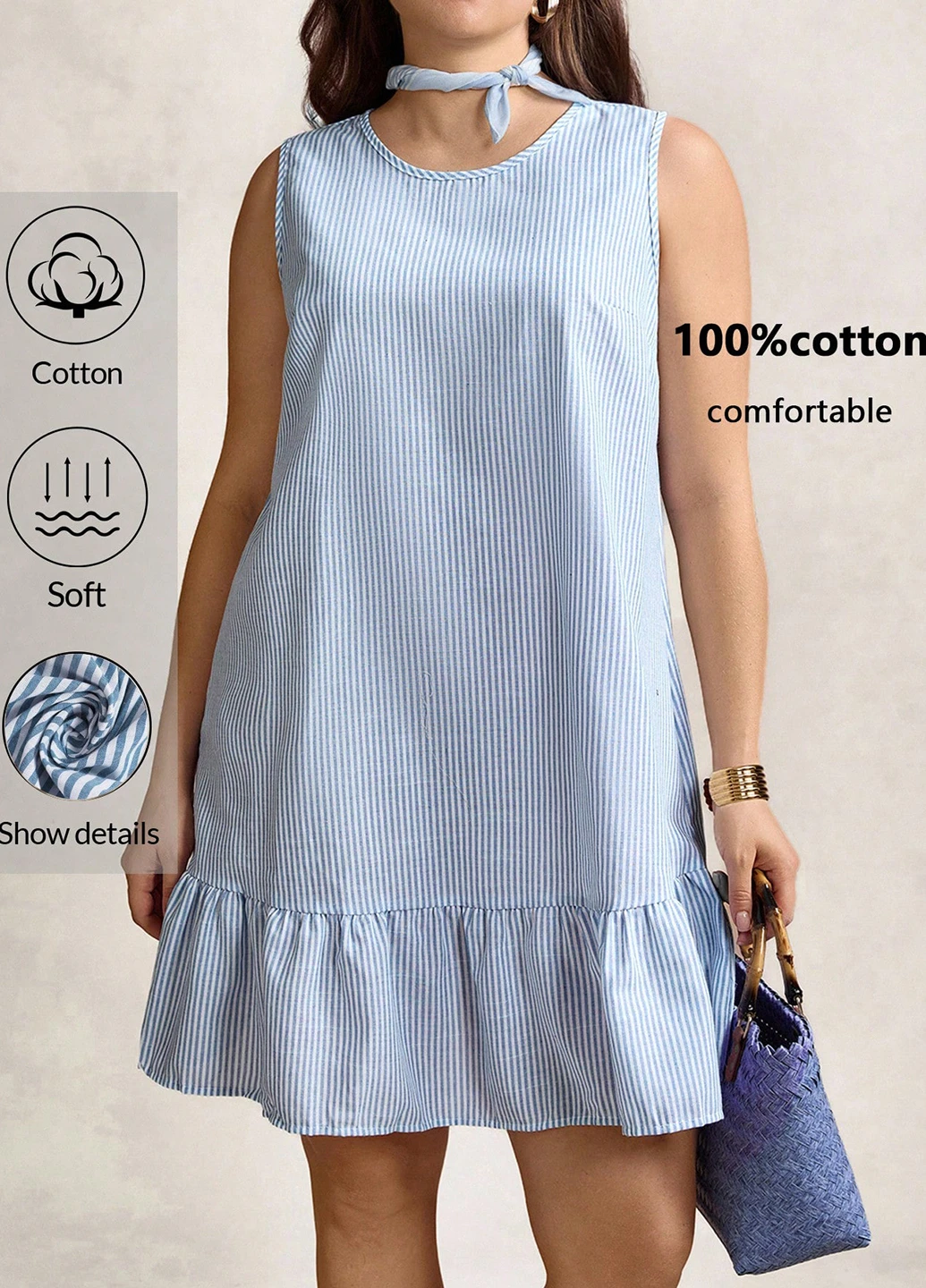 Світло-синя кежуал сукня а-силует SHEIN в смужку
