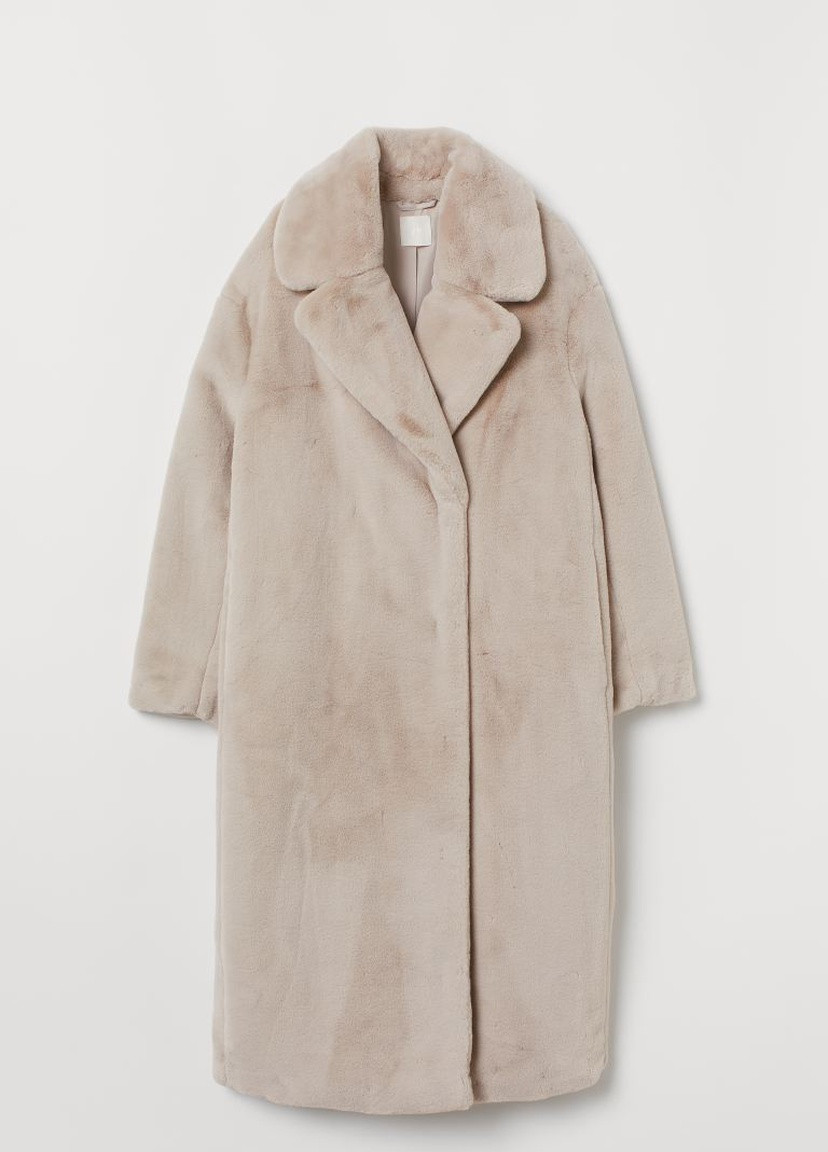 Светло-бежевое зимнее Пальто из искусственного меха Светло-бежевый H&M