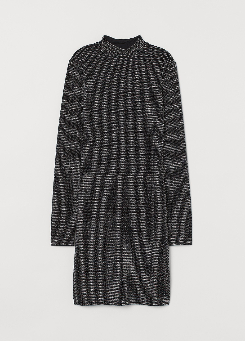 Темно-серое коктейльное платье силуэтная, платье-водолазка H&M с узором «перец с солью»